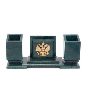 Письменный мини-набор "Герб Российской Федерации" камень змеевик 116969