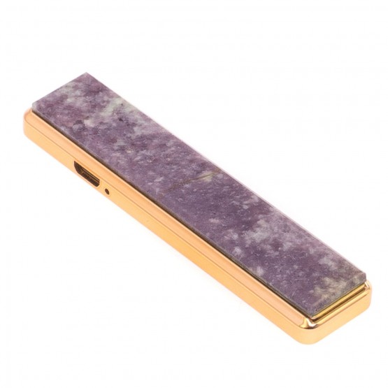 Электронная зажигалка камень лепидолит с проводом зарядки USB / Подарочная зажигалка / Электрическая импульсная сенсорная юсб зажигалка для сигарет