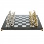 Декоративные шахматы "Олимпийские игры" доска 44х44 см камень серый мрамор фигуры металлические