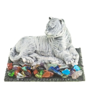 Сувенир фигурка "Тигр лежит" из камня змеевик и мрамрной крошки