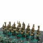 Шахматы "Римские войны" фигуры бронза / патина 44х44 см змеевик 128383