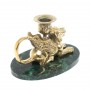 Настольный подсвечник "Грифон" из бронзы и темно-зеленого змеевика 127915