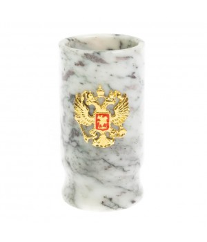 Карандашница "Герб РФ" из мрамора 6х6х11,5 см 130021
