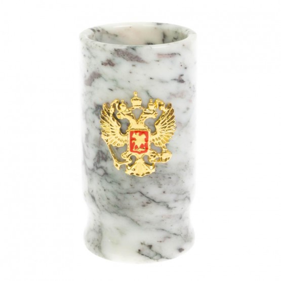 Карандашница "Герб РФ" из мрамора 6х6х11,5 см 130021