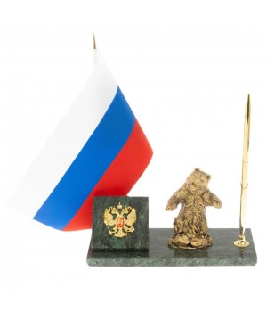 Флагшток с ручкой "Медведь рычащий" из змеевика 129631