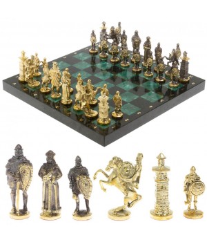 Шахматы подарочные "Богатыри" 40х40 см из змеевика 129644 Шахматы подарочные "Богатыри" 40х40 см из змеевика 129644