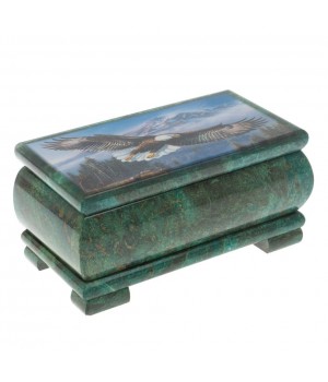 Шкатулка "Орлы" из змеевика 16х8х7,5 см 128854