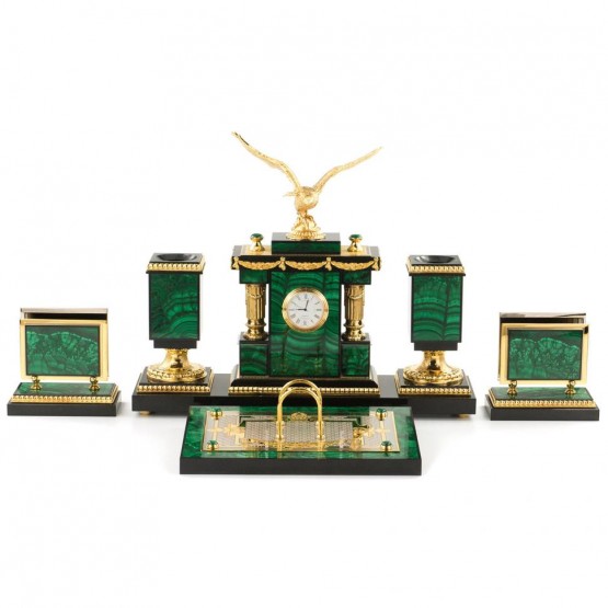 Настольный набор "Орел" из малахита 120467