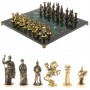 Шахматы "Римские" из бронзы и шабровского змеевика 44х44 см 129663