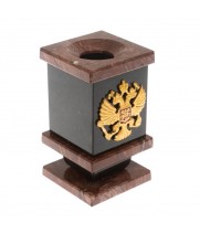 Подставка-стакан для ручек и карандашей из лемезита с Гербом РФ 129977