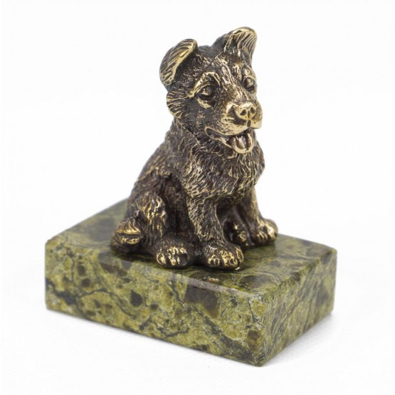 Статуэтка "Собачка средняя №2" из бронзы и змеевика 117922