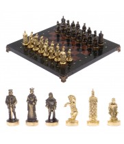 Шахматы бронзовые "Европейские" доска 32х32 см лемезит / Шахматы подарочные / Шахматный набор в подарок / Настольная игра для двоих