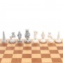 Шахматный ларец "Северные народы" доска бук 43,5х43,5 см / Шахматы подарочные / Шахматы деревянные / Шахматный набор / Шахматы каменные