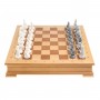Шахматный ларец "Северные народы" доска бук 43,5х43,5 см / Шахматы подарочные / Шахматы деревянные / Шахматный набор / Шахматы каменные