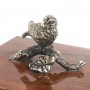 Шкатулка "Певчая птица" камень обсидиан коричневый 9х9х7,5 см 122969