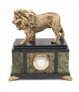 Настольные часы "Благородный лев" камень змеевик 117677
