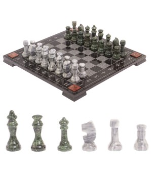 Шахматы с гравировкой "Турнирные" доска 36х36 см серый мрамор змеевик 126662