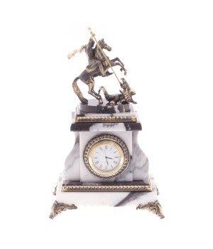 Декоративные часы из бронзы и натурального мрамора "Святой Георгий" 121929