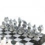 Настольные шахматы "Русские народные сказки" доска 44х44 см камень мрамор змеевик