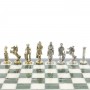 Настольная игра шахматы "Галлы и Римляне" доска 40х40 см камень офиокальцит мрамор фигуры металлические
