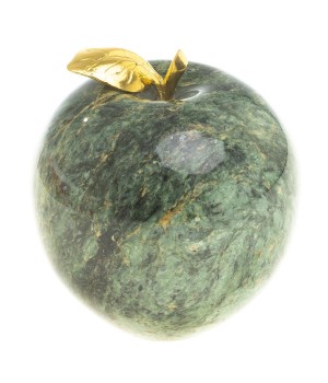 Сувенир "Яблоко" большое змеевик темно-зеленый 8,5х9,5 см / сувенир из камня / яблоко декоративное / сувенир настольный