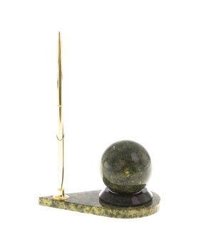 Подставка под ручку с шаром "Антистресс" камень змеевик