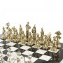 Настольные шахматы "Дон Кихот" доска 40х40 см камень мрамор змеевик фигуры металлические
