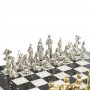 Настольные шахматы "Дон Кихот" доска 40х40 см камень мрамор змеевик фигуры металлические