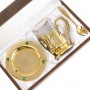 Чайная пара "Малахитовая" тарелка и подстаканник с ложкой в подарочной упаковке Златоуст