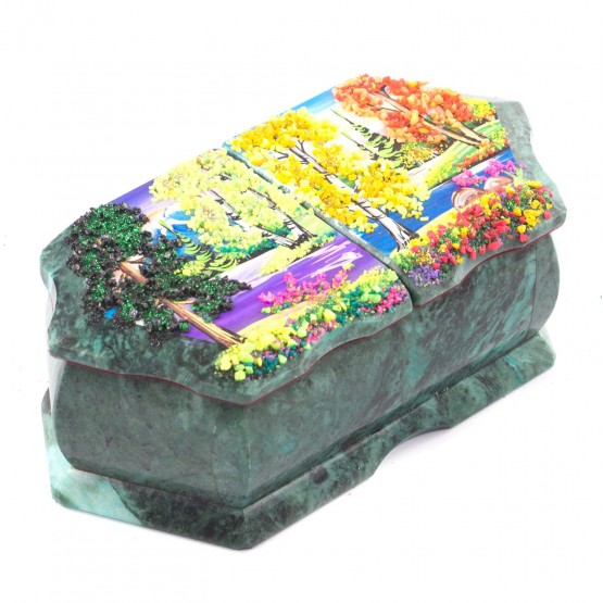 Каменная шкатулка с двумя отделениями "Осенний пейзаж" 20х10х7,5 см 121437