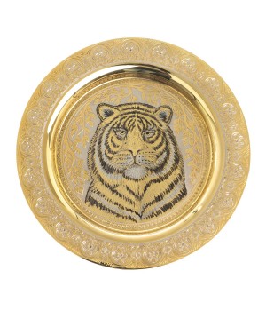 Декоративная тарелка с гравюрой "Тигр" 25,5 см в подарочной упаковке Златоуст