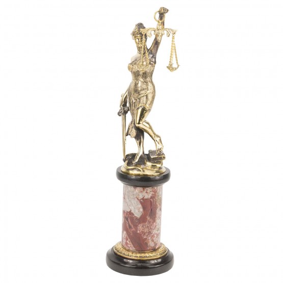 Статуэтка из бронзы "Фемида богиня правосудия" на постаменте из камня - эксклюзивный подарок судье