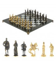 Шахматы "Русские" бронза доска 40х40 см серый мрамор змеевик 127556