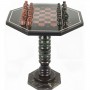 Шахматный стол из натурального камня змеевик лемезит с каменными фигурами