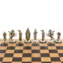 Шахматный ларец "Рыцари крестоносцы" доска дуб 43,5х43,5 см / Шахматы подарочные / Шахматы металлические / Шахматный набор / Шахматы деревянные