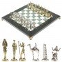 Сувенирные шахматы "Древний Египет" доска 32х32 см из камня офиокальцит фигуры металлические