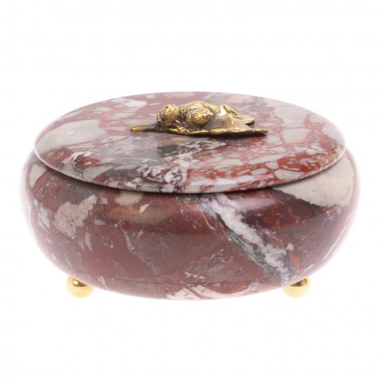 Шкатулка с декором из бронзы "Желуди" камень креноид 127015
