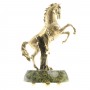 Декоративная статуэтка фигурка из бронзы "Конь на дыбах" на подставке из камня змеевик