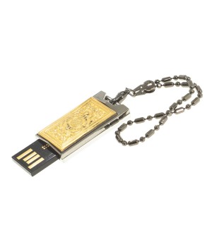 Флеш-карта с гравировкой для мужчин "Орнамент" Златоуст USB 2.0 32 Gb в подарочной упаковке
