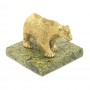 Статуэтка из бронзы на подставке из змеевика "Белый медведь" 119700