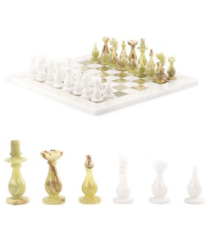 Сувенирные шахматы "Стандарт" доска 38х38 см из оникса и мрамора