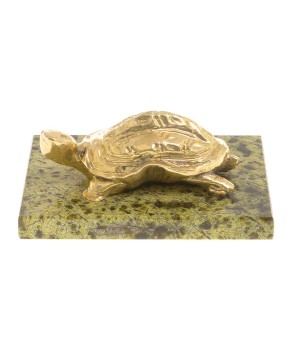 Сувенир из бронзы и змеевика "Черепаха" / бронзовая статуэтка / декоративная фигурка / сувенир из камня