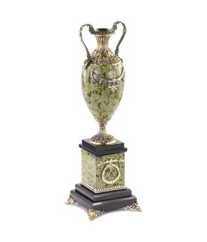 Декоративная ваза из натурального змеевика и бронзы "Афина"