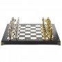 Подарочные шахматы "Великая Отечественная война" доска 44х44 см камень мрамор с металлическими фигурами