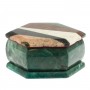 Шкатулка с мозаикой "Шесть граней" 14,5х12,5х7 см из камня змеевик / шкатулка для ювелирных украшений / для хранения бижутерии / шкатулка из камня