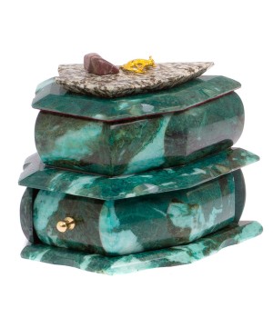 Ларец для украшений камень змеевик, гранит 18x11x13,5 см / шкатулка в подарок для хранения ювелирных украшений, бижутерии