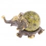 Статуэтка "Слон с шаром" бронза змеевик / бронзовый слоник / декоративная фигурка