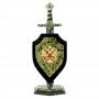 Сувенирный "Щит и меч" из камня змеевик 12х7х30 см 116136