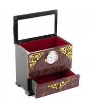Настольный ларец с часами из камня лемезит и змеевик 120914