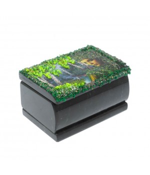 Шкатулка "Хозяйка медной горы" из змеевика 10х6,5х5,5 см 129052